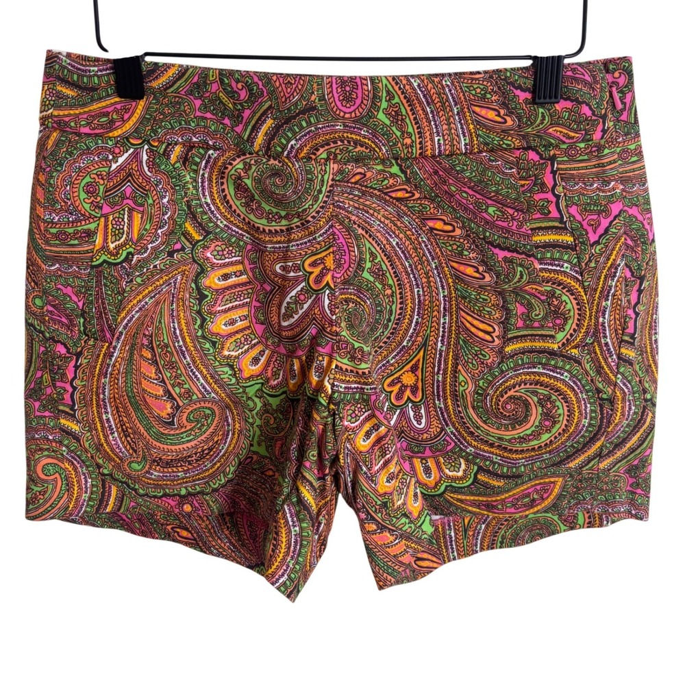 J. Crew Womens Shorts Sz 0 Paisley Chino 5" Inseam Preppy Flat Front